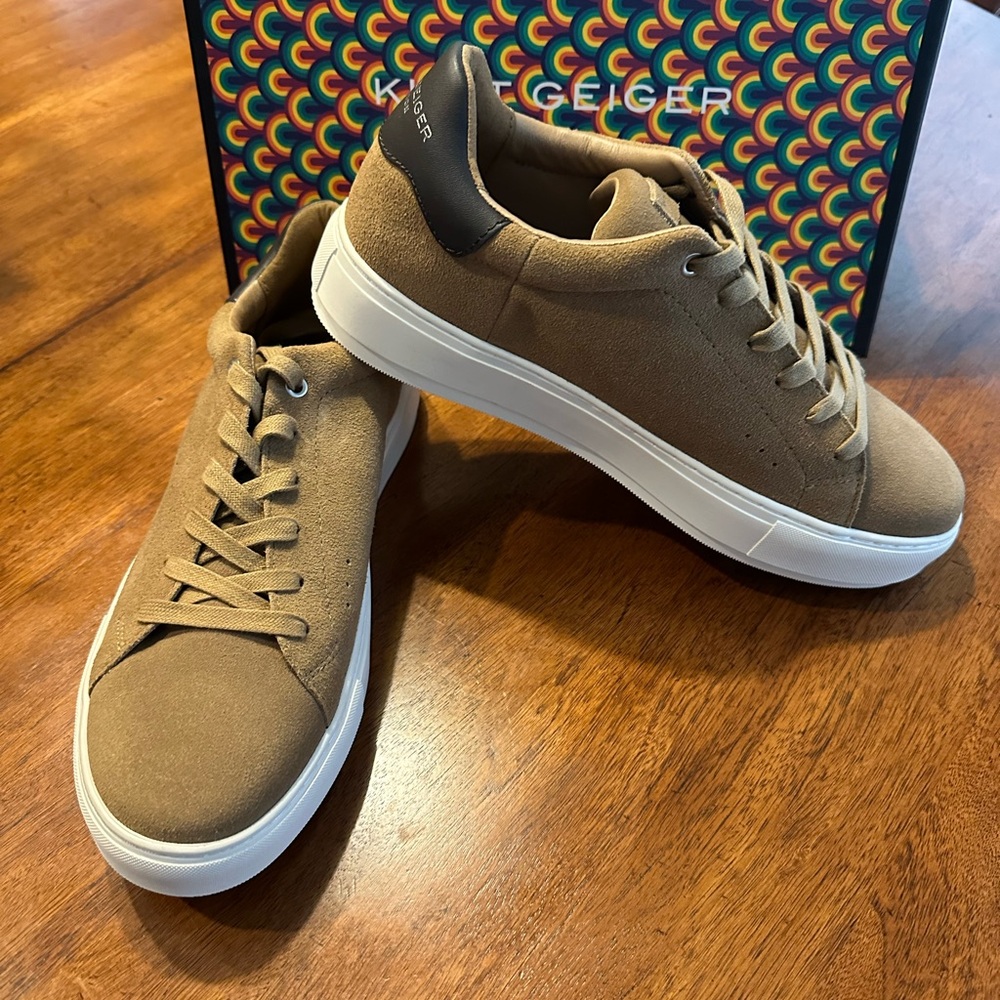 Kurt Geiger Tan suede sneakers.  Size 8.5 NWT